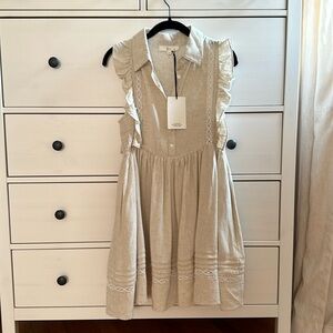 Flutter sleeve linen dress
